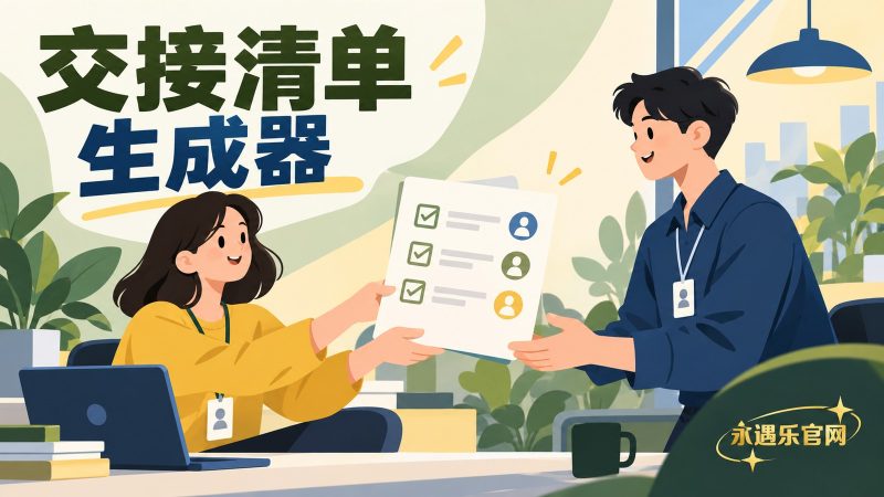 交接清单生成器:整理事项、接手人和期限并导出TXT|永遇乐官网