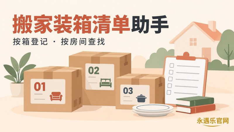 搬家装箱清单助手:离线按箱号房间检索物品