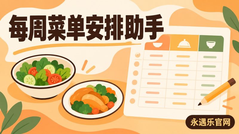 每周菜单安排助手:手填七天三餐并打印A4计划
